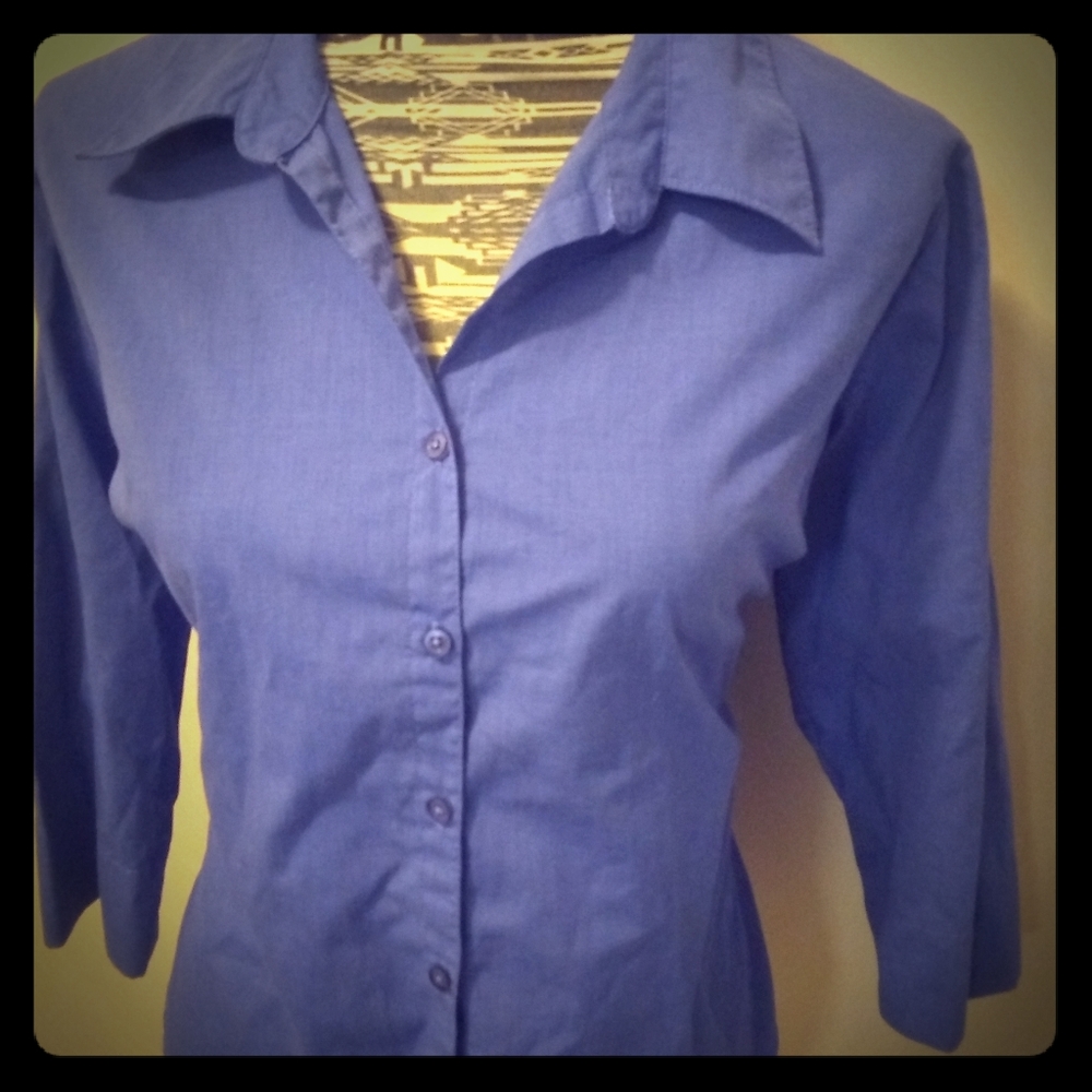 ALC Petite blue wrinkle free button down shirt *3/$30 Sale*